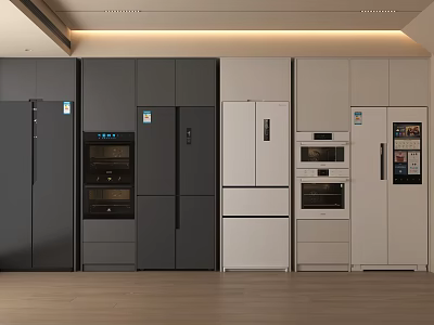 Modern Refrigerators and Freezers In Gray And White Styles For Home Kitchen 3d model