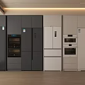 Modern refrigerator freezer built-in refrigerator double door refrigerator oven 3d model