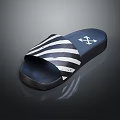 Trendy Slide Sandals With Black White Stripes And X Logo Design