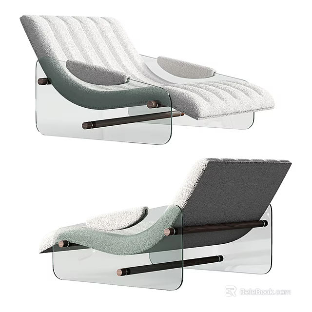 Modern Lounge Chair With Light Fabric Upholstery Armrests And Clear Acrylic Legs 3d model 