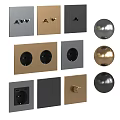 Modern Switch Panels Featuring Gray Gold Black Sockets And Round Knob Design