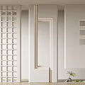 Modern Minimalist Room Dividers With Grid Design And Decorative Elements For Interior Decor 3d model