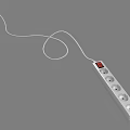 White Power Strip With Multiple Sockets Red Switch And Brown Plugs 3d model
