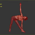Woman Performing Yoga Asana With One Arm Up In Sportswear On Gray Background