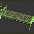 Vintage Red Iron Bed Frame With Patterned Mattress And Rusty Details 3d model