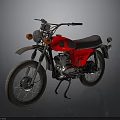 Red Classic Motorcycle With Black Seat Headlight And Spoked Wheels Design