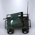 BRUEL1 Unmanned Green Weapon Platform With Multi Wheeled Design And Mounted Gun