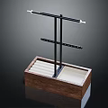 Modern Storage Shelf With Wooden Base Metal Frame Hanging Rod And Layered Storage Design