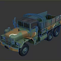 Military Camouflage Truck With Open Cargo Bed And Six Wheel Design