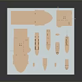 Detailed Golden Ship And Offshore Platform Models On Blue Display Base