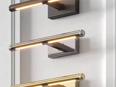 Modern Brushed Metal Wall Sconces With LED Lighting In Black Silver Gold Tones 3d model