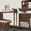 Middle Ancient Retro Log Style Dressing Table Dressing Table Side Several Sundries Cart 3d model