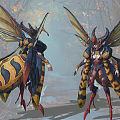 Fantasy Insect Inspired Game Movie Character With Large Wings And Colorful Yellow Black Patterns
