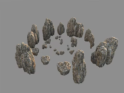 Natural Stone Materials With Irregular Shapes And Various Sizes Arranged In Circular Pattern 3d model