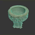 Ancient Carved Stone Vessel With Intricate Patterns And Pedestal Base Design 3d model
