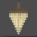 Modern Chandelier With Transparent Glass Tubes And Hanging Metal Frame Illuminated Design
