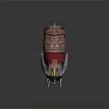 Decorated War Elephant With Red Blanket Golden Armor And Long Tusks
