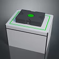 Black PC Case With Green Circular Button On White Box With Green Outline 3d model