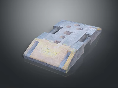 3D Model Industrial Metal Mechanical Base With Multiple Holes And Text Panel Surface 3d model