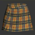 Plaid Pattern Stool with Yellow Blue Red Colors Round Top and Conical Sides