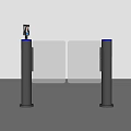 Smart Public Facility Turnstile With Facial Recognition Camera And Transparent Barriers Silver Metal Structure