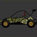 Off-road Go-kart With Camouflage Design Red Seat Black Frame And Yellow Wheels