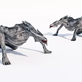 Game And Movie Monster Character With Gray Skin Crawling Posture Sharp Teeth And Claws