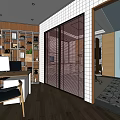 Dental Clinic Interior With Modern Dental Chair Medical Equipment Wall Decor And Floor Pattern