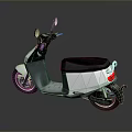 Modern Electric Scooter With White Gray Body Black Seat Red Taillight And Mirrors