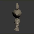 Futuristic Mechanical Character And Creature With Metallic Body And Large Ears