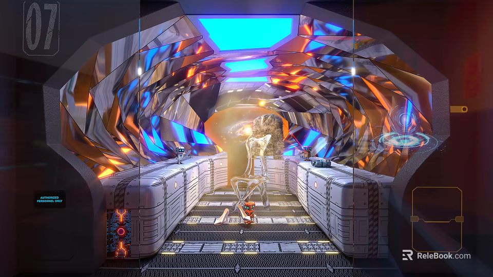 Walk In Closet With Futuristic Sci Fi Style And Lighting 3d model 