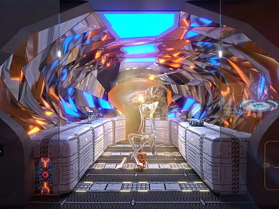 Walk In Closet With Futuristic Sci Fi Style And Lighting 3d model