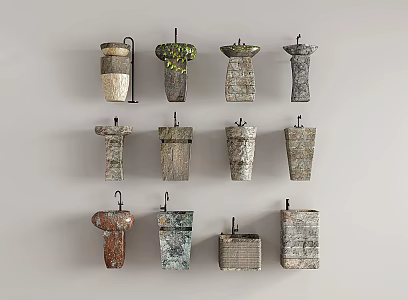 Stone sink wash basin stone wash basin outdoor stone wash basin stone column wash basin 3d model
