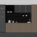 Modern Wine Cabinet With Black And Wooden Glass Doors Displaying Wine Glasses