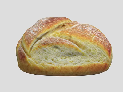 Freshly Baked Artisan Bread Loaf With Golden Crust And Soft Interior 3d model