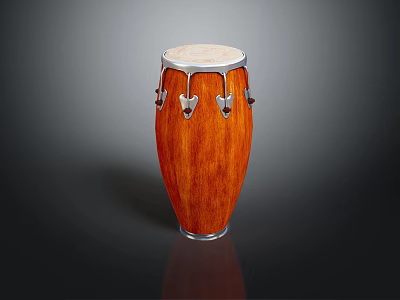 Artistic Wooden Percussion Instrument With White Drumhead And Metal Accents For Musical Painting Supplies 3d model
