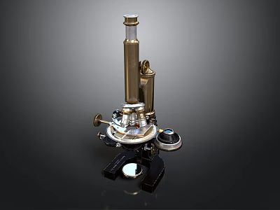 Professional Vintage Computer Repair Microscope With Metal Structure Brass Tube And Black Base 3d model