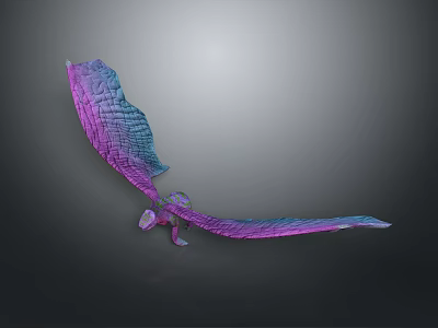 Vibrant Mythical Dragon Creature Featuring Large Purple Pink Gradient Wings 3d model