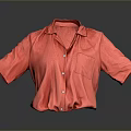 Red Short Sleeve Collared Shirt With Stylish Front Pocket Design