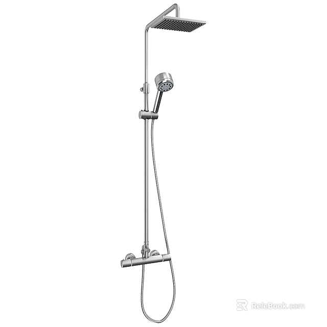 Modern Chrome Shower System with Handheld Head Adjustable Bracket and Faucet 3d model