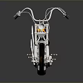 Custom Chopper Motorcycle With Shiny Chrome Parts Black Seat And Yellow Blue Accents