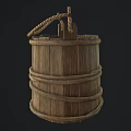 Traditional Wooden Washing Bucket with Rope Handle for Daily Household Use