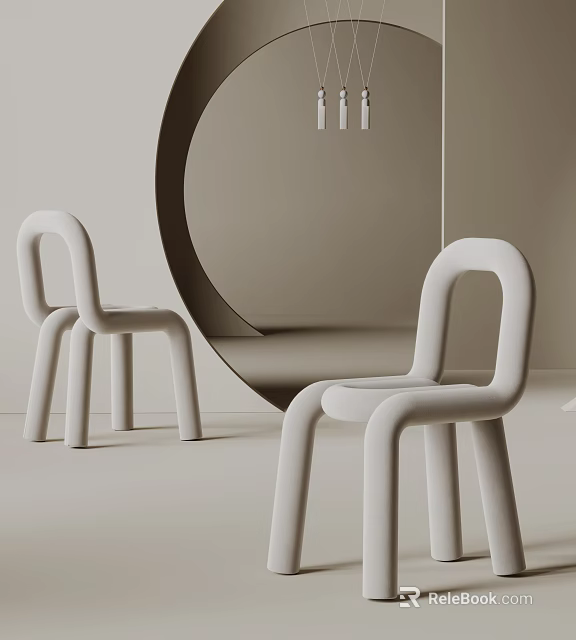White Dining Chairs With Minimalist Design Smooth Curved Lines And Light Background 3d model 