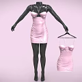 Fashionable Pink Bodycon Sleeveless Dress Displayed On Mannequin With Hanger