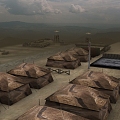 Military Base Tent Apron Tank Scene 3d model