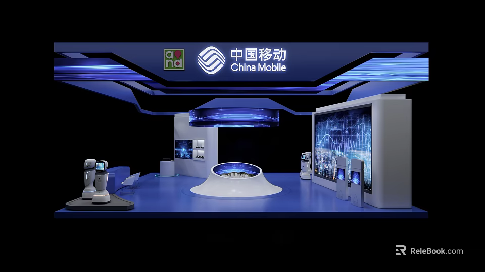 China Mobile Modern Technology Exhibition Booth With Digital Displays And Interactive Elements 3d model