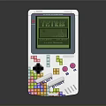 Retro Handheld Game Console With Tetris Display And Colorful Block Buttons