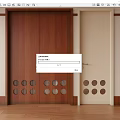 Middle ancient style solid wood glass single open double open door 3d model