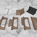 Various Metal Hinges With Different Designs On Marble Surface For Home Hardware 3d model
