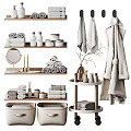 Washing Daily Essentials Organized Bathroom Storage With Towels Bottles And Shelves